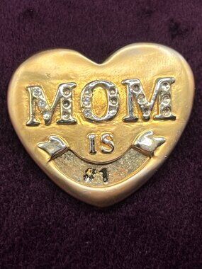 Vintage Avon Mom Brooch With Rotating Messaging Display Gold-Toned Heart